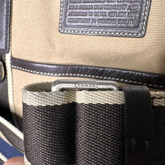 Coach Heritage Web Canvas Weekender Duffle Bag Carry On Travel 20" Tan F70582 - Picture 5 of 16